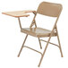 National Public Seating 5201R-MAPLE Beige Steel Premium Folding Chair with Right Maple Tablet Arm