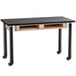 A black National Public Seating science lab table with wheels.