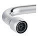 A T&S chrome low profile wall mounted pre-rinse faucet with a swivel and add-on faucet.