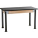A black and wood National Public Seating science lab table with metal legs.