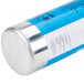 A blue and silver Hoshizaki water filtration canister with a white label.