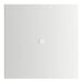A white square table with a circle in the middle.