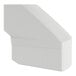 A white plastic table corner piece with a curved edge.