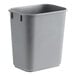 A grey Lavex rectangular plastic wastebasket.