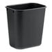 A black Lavex rectangular plastic wastebasket.