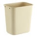 A beige rectangular Lavex trash can.