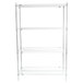 A chrome Metro Super Erecta wire shelving unit with four shelves.