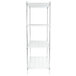 A white Metro Super Erecta wire shelf with four shelves on it.