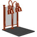 A Hanson Heat Lamps smoked copper carving station with dual lamps over a black carving shelf.