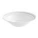 A close-up of a white WNA Comet Masterpiece bowl with silver stripes.