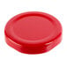 An Acopa red plastic lid on a white background.