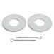 A pair of silver metal washers.