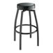 A Lancaster Table & Seating black swivel backless bar stool with a black seat.