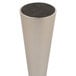 A silver metal Tablecraft hourglass bud vase with a black rubber pad on the bottom.