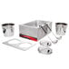 An Avantco countertop food warmer with two stainless steel bowls and a black metal ladle.