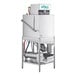 A commercial stainless steel door type dishwasher from Noble Warewashing.
