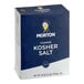 A blue box of Morton Coarse Kosher Salt with white text.