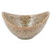 A close-up of a 10 Strawberry Street Tiger Eye porcelain bowl with cut-out handles and a white speckled surface.