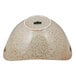 A white porcelain bowl with a tiger eye pattern and cut-out handles.