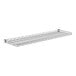 A metal shelf with metal bars on a white background.