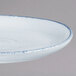 A 10 Strawberry Street Arctic Blue porcelain salad plate with blue speckles on it.