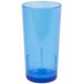 A Cambro Sapphire Blue plastic tumbler with a crackle pattern.