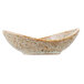 A close-up of a 10 Strawberry Street Tiger Eye porcelain bowl with a brown and white speckled surface.