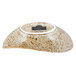 A white porcelain 10 Strawberry Street canoe-shaped bowl with a brown and white tiger eye design.