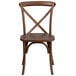 A Flash Furniture Pecan Wood Stackable Cross Back Chair.