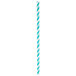 A teal lagoon striped paper straw with a white stripe.