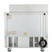 The back of a Beverage-Air stainless steel refrigerated sandwich prep table with 2 doors.
