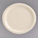 A white Homer Laughlin china plate with a plain rim.