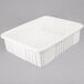 A white plastic Metro tote box with a square bottom and a white lid.