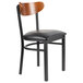Lancaster Table & Seating Boomerang Black Chair with Black Vinyl Seat and Antique Walnut Back
