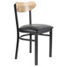 Lancaster Table & Seating Boomerang Black Chair with Black Vinyl Seat and Driftwood Back