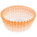 An Ateco orange and white striped mini baking cup.