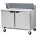 A Beverage-Air Elite Series stainless steel refrigerator with two doors on wheels.