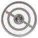 A circular metal mesh with a metal rod.
