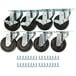 A set of four Avantco plate casters with black rubber wheels and screws.