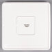 A white square Arcoroc porcelain plate with black text.