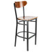 Lancaster Table & Seating Boomerang Bar Height Black Chair with Antique Walnut Seat and Back