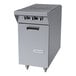 A stainless steel Garland Master Series liquid propane hot top range attachment with a storage base and three control knobs.