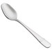 A Oneida stainless steel demitasse spoon with a silver handle.