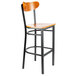 Lancaster Table & Seating Boomerang Bar Height Black Chair with Cherry Seat and Back