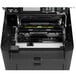 A close up of a Canon imageCLASS MF236n monochrome laser printer with a yellow label on the front.