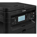 A close-up of a Canon black printer with buttons and a screen.