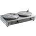 A Carnival King dual steel crepe maker with two pans on top.