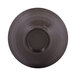 A black melamine bowl with a brown rim and a circular center.