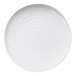 A white Elite Global Solutions melamine plate with a spiral pattern.