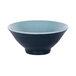Abyss and lapis blue melamine bowl with a white background and rim.